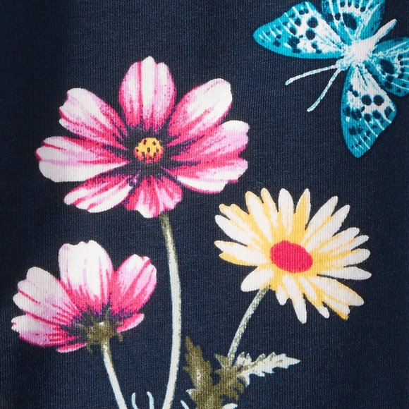 5/$20 NEW 14-16 Girls Navy & Bold Floral Butterfly Leggings - Picture 2 of 5